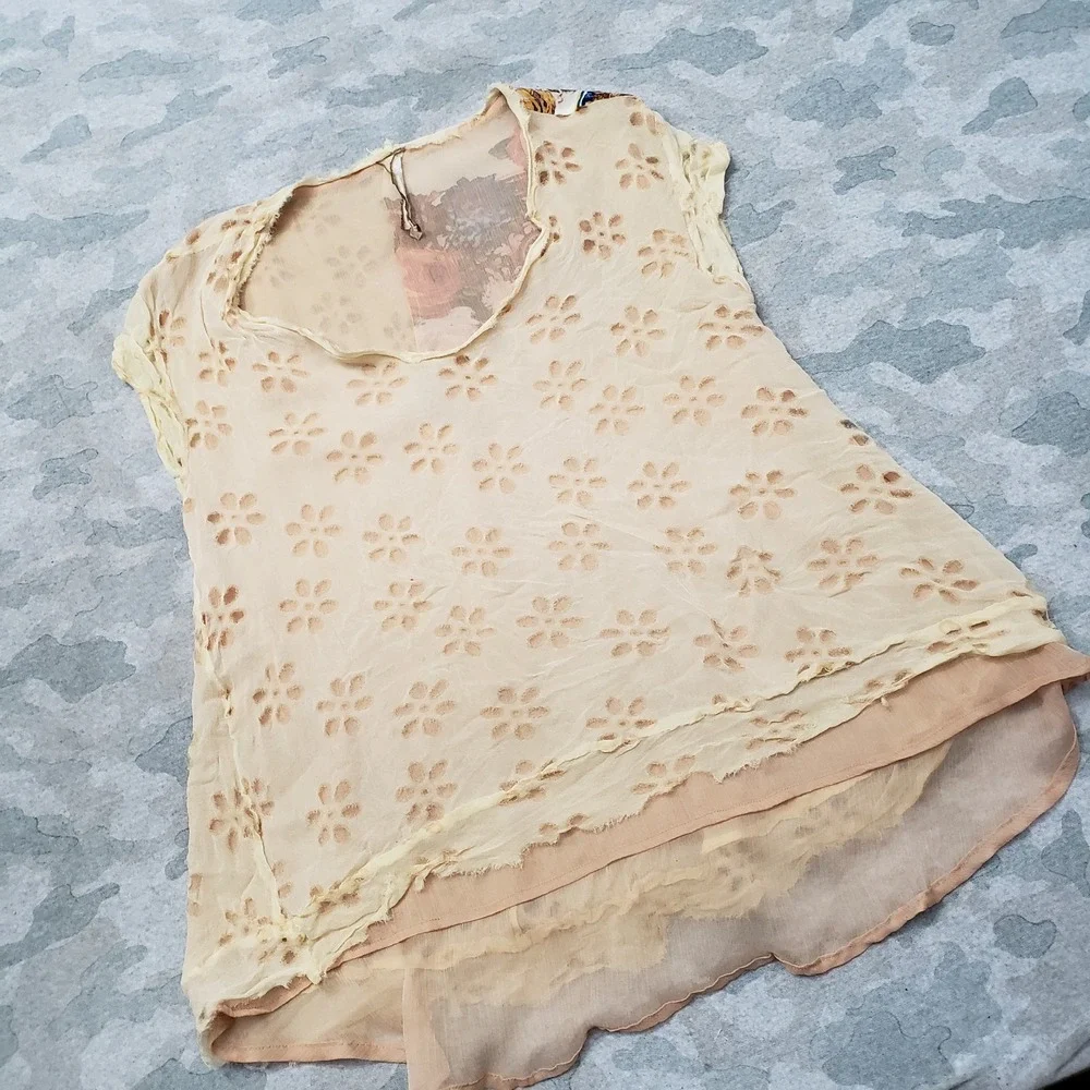 Aratta Silent Journey Top Womens Small‎ Tan Sil Sleeveless